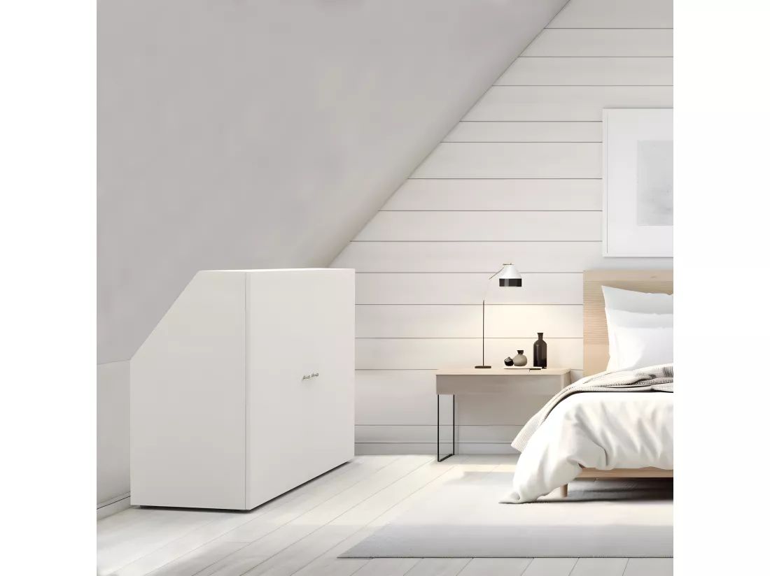 Meuble de rangement sous pente 2 portes CALI Blanc - H. 100 x L. 100 x P. 51.8 cm