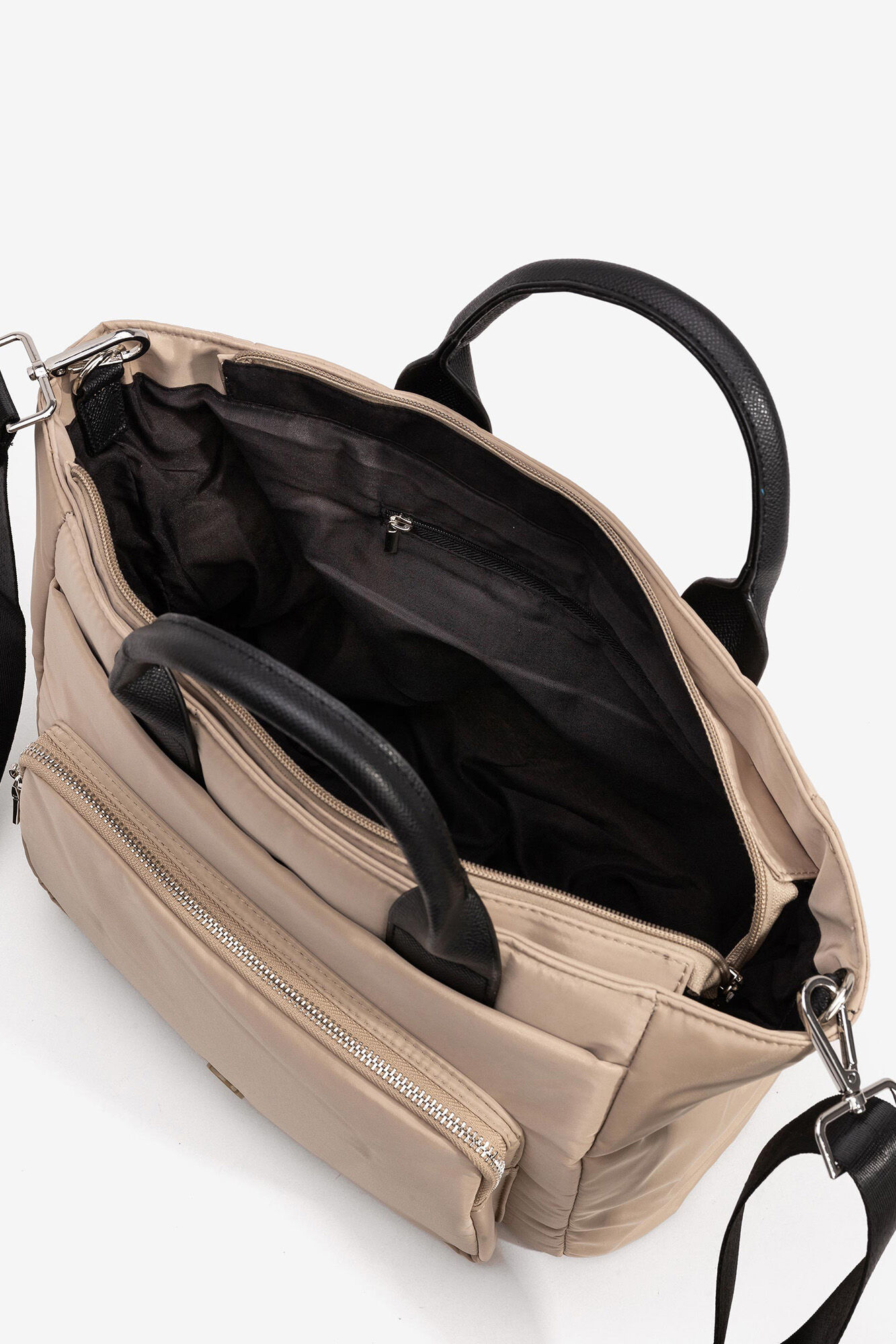 Bolsa city de nylon acolchado - bege