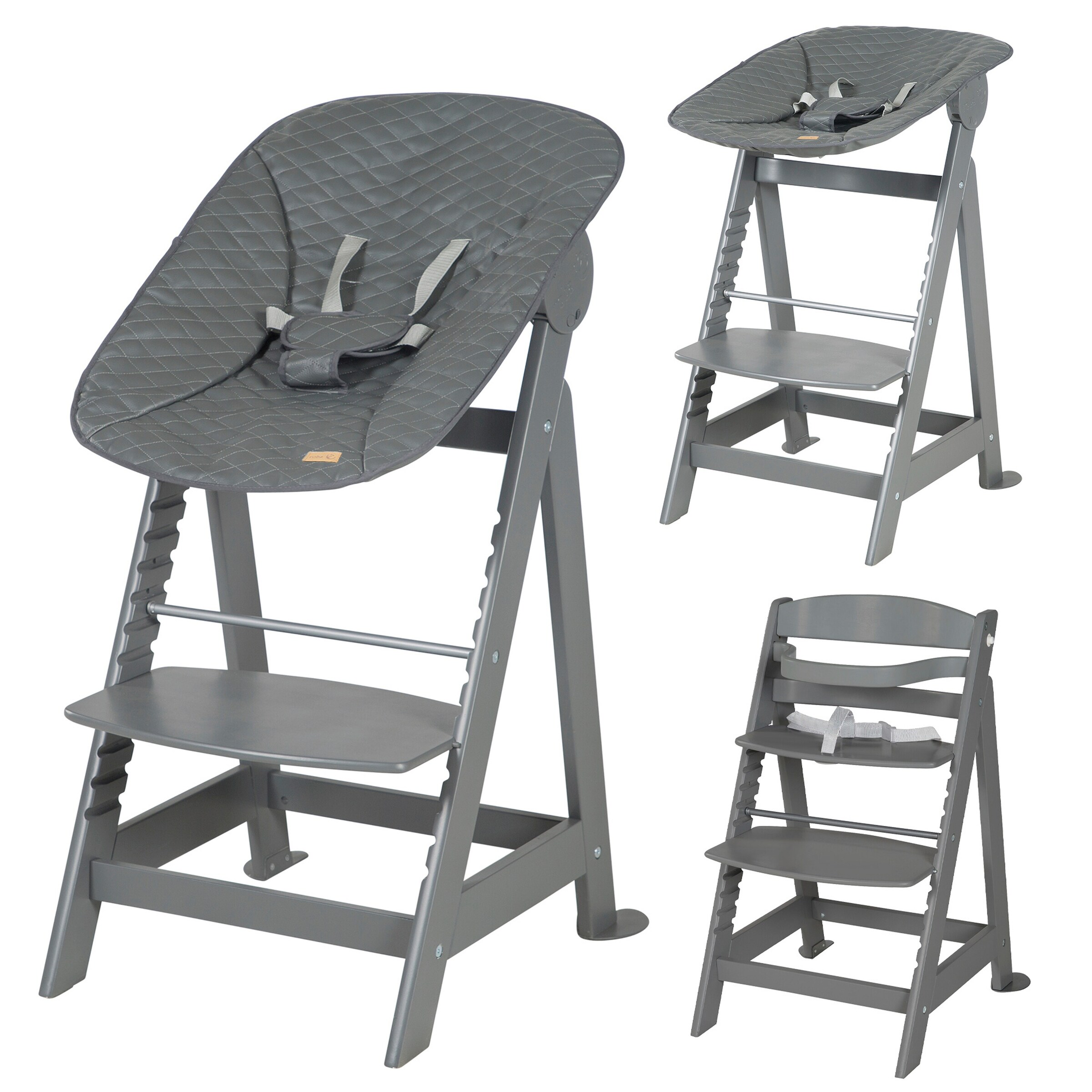 roba Treppenhochstuhl, Set 2in1 Graphite gesteppt Born Up 'Luxe'