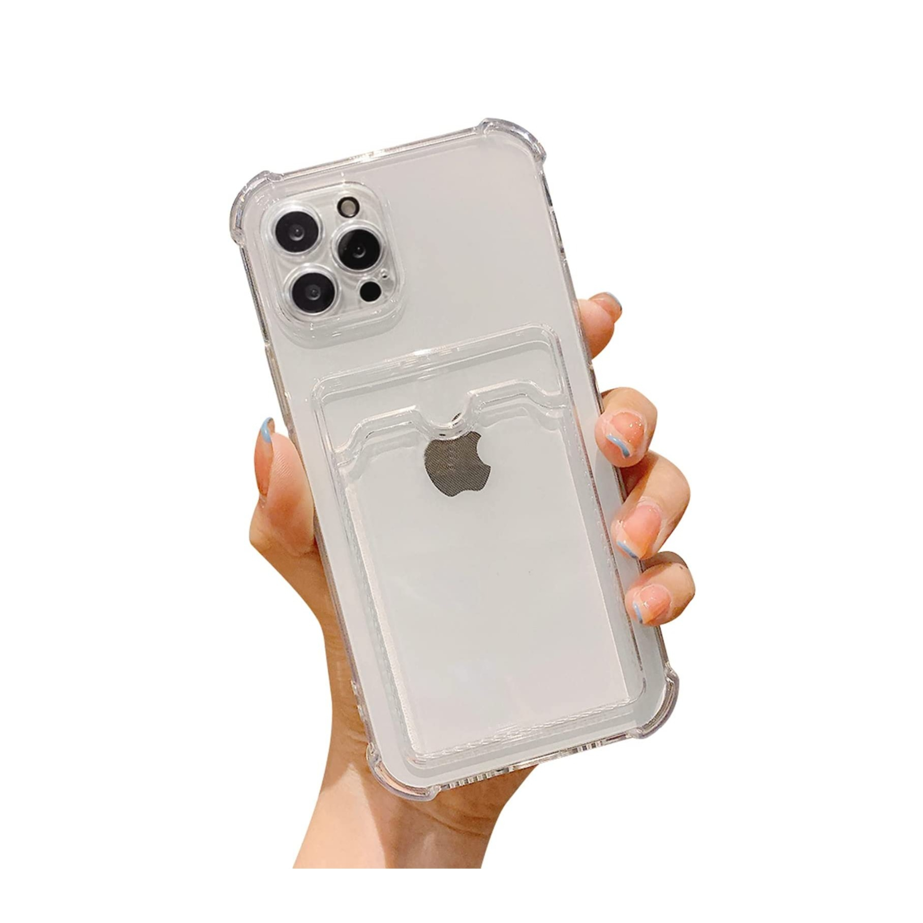 iPhone 13 Pro Gummi Case Hülle mit Kartenfach   Air Cushion Fallschutz - Transparent