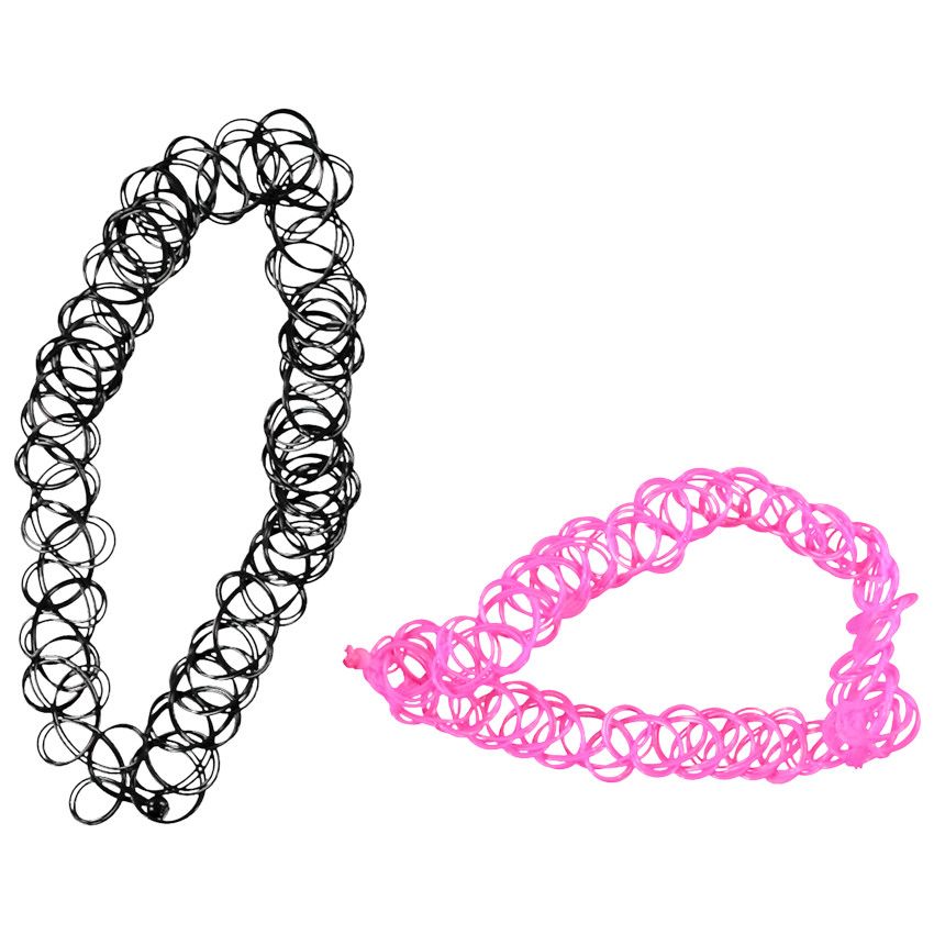 Lot de 2 colliers ras de cou extensibles pour fille - Noir