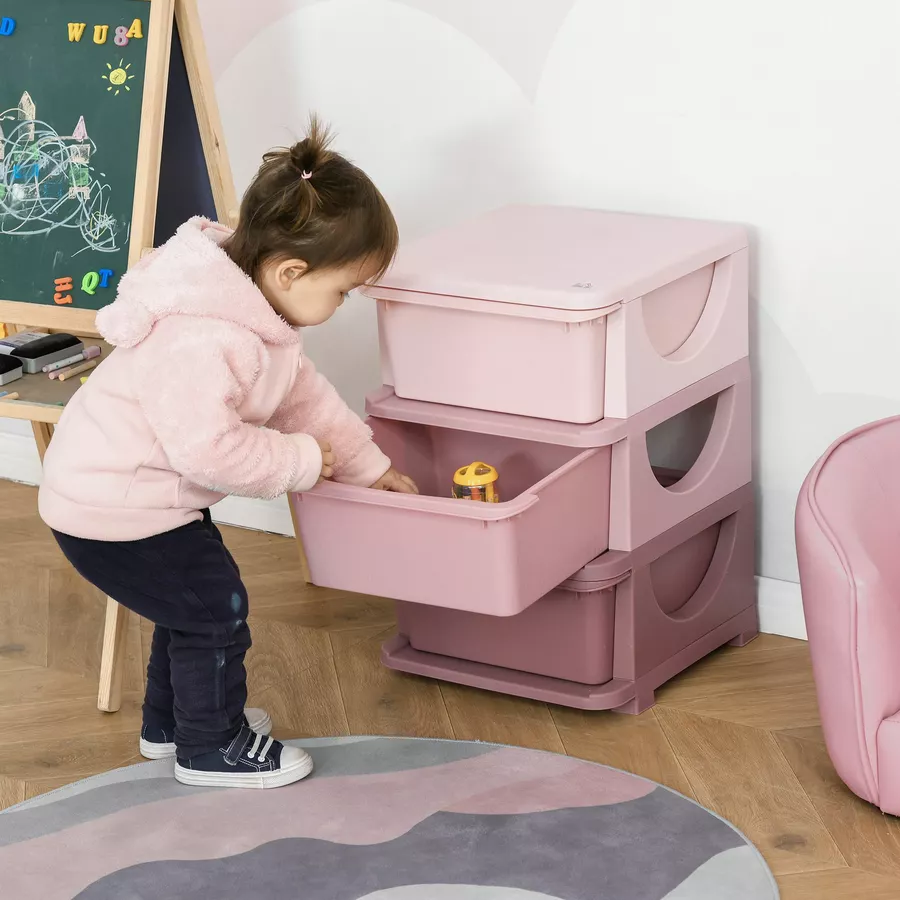 HOMCOM Aufbewahrungsboxen für Spielzeug Rosa