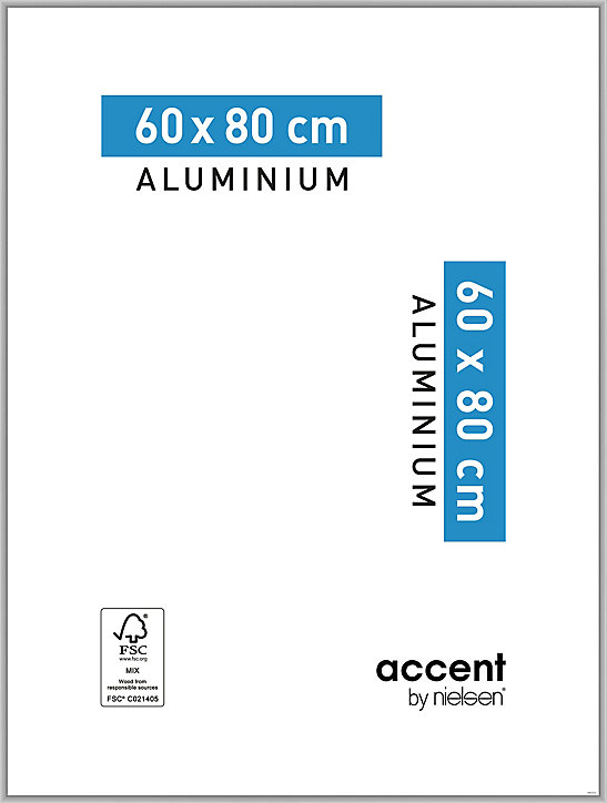 Cadre photo aluminium argent mat Accent l.60 x H.80 cm