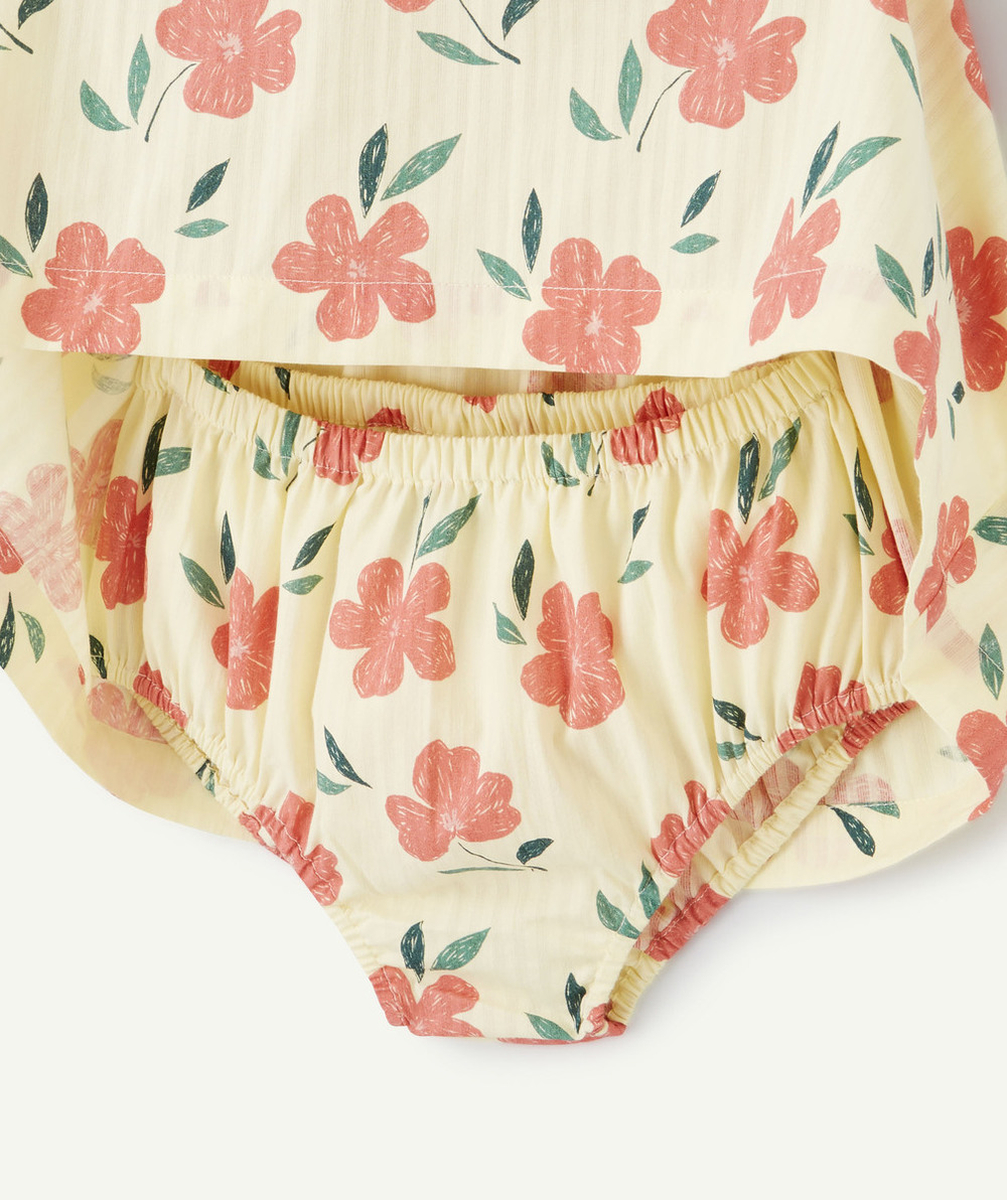 ROBE BÉBÉ FILLE JAUNE EN COTON IMPRIMÉE AVEC FLEURS