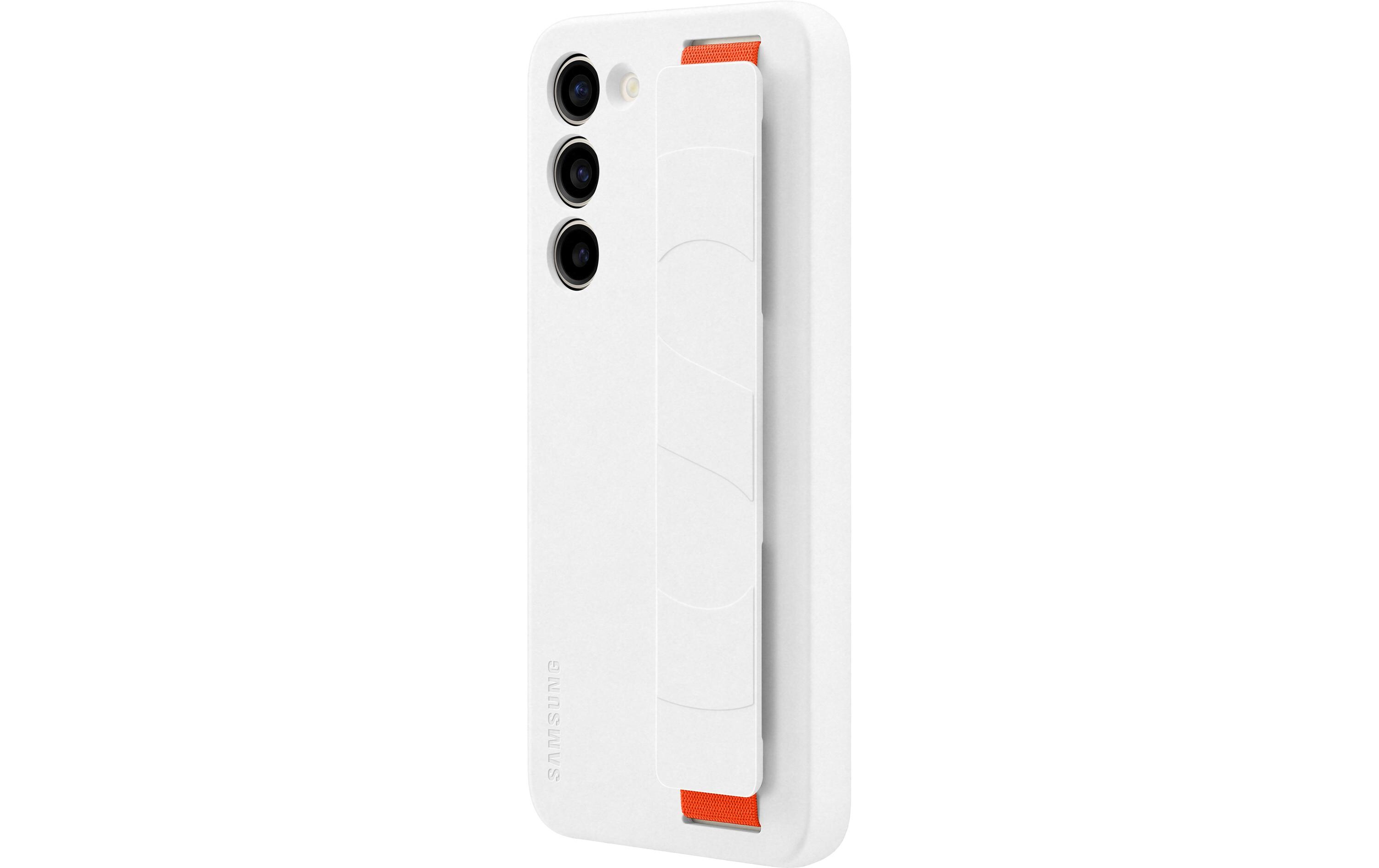 Back Cover Silicone Grip Galaxy S23+ WeissSchutzhülle mit Handriemen für das Samsung Galaxy S23+