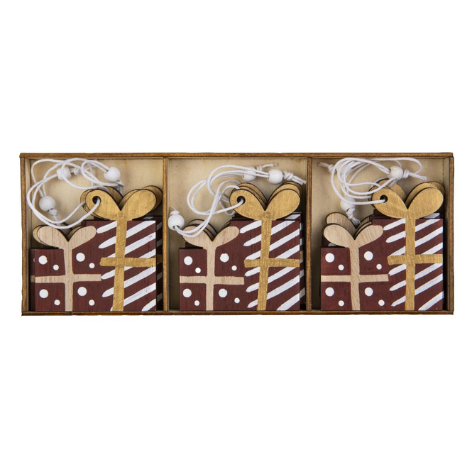 Dekohänger Geschenke - rot/gold/weiß - ca. 5,5 cm - 9 Stück