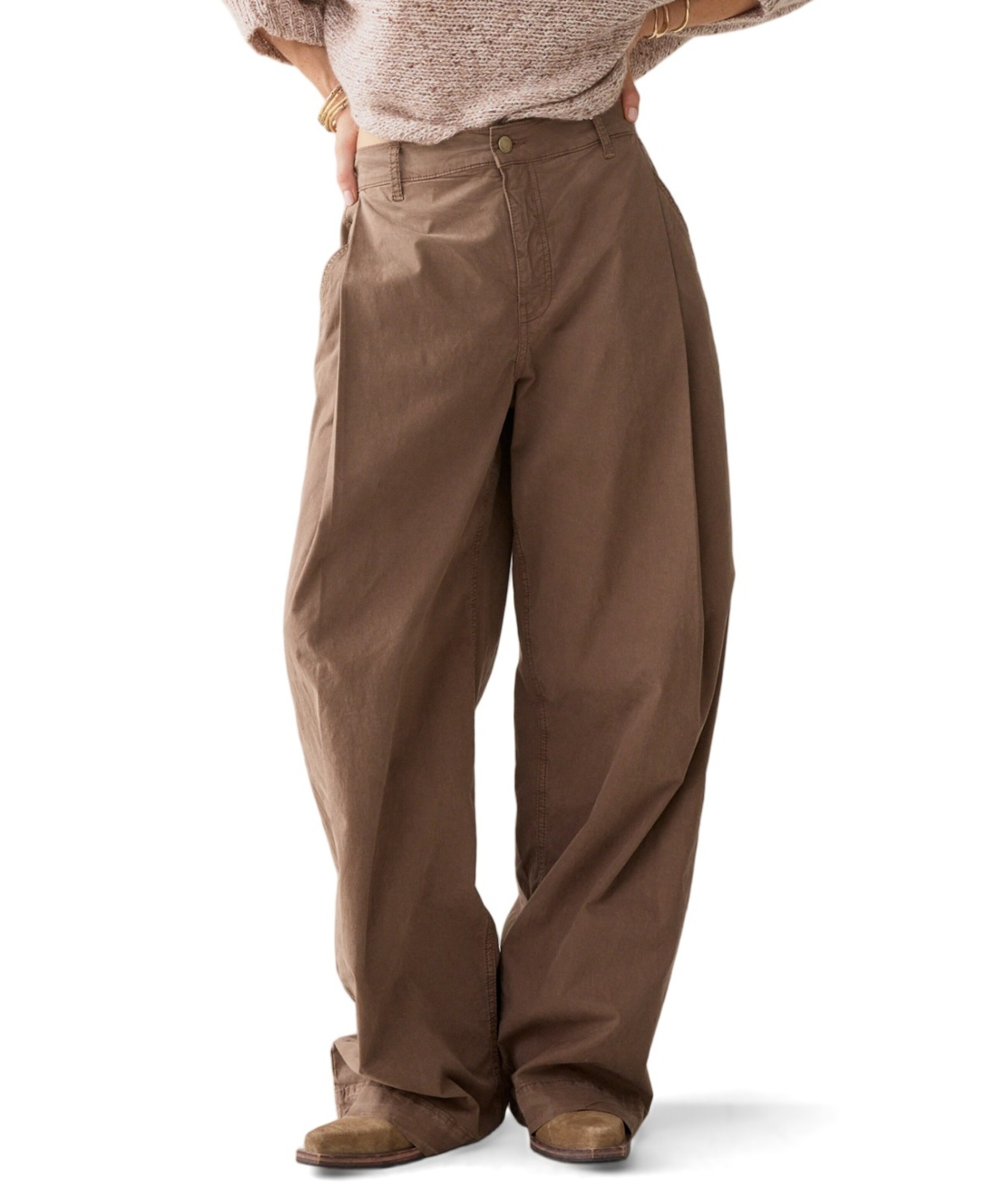 Summum Woman Wideleg Brisk cotton twill dames broek beige