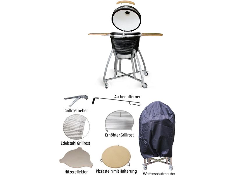 Buschbeck Kamado Set, 8-teilig, Schwarz Kamado-Ofen