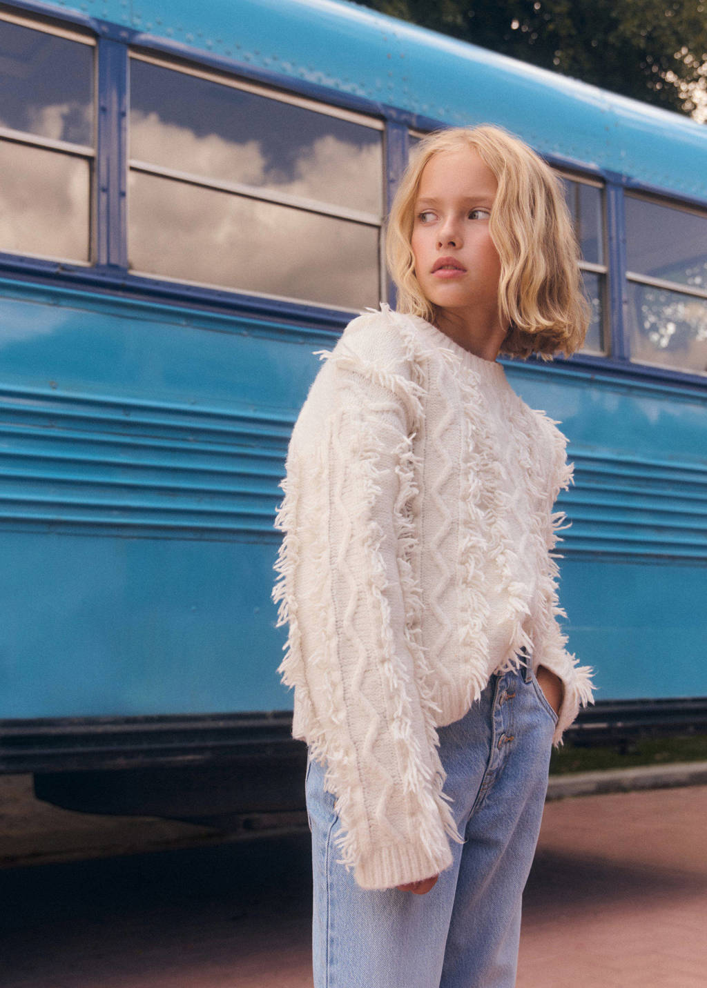 Mango Kids gebreide trui ecru