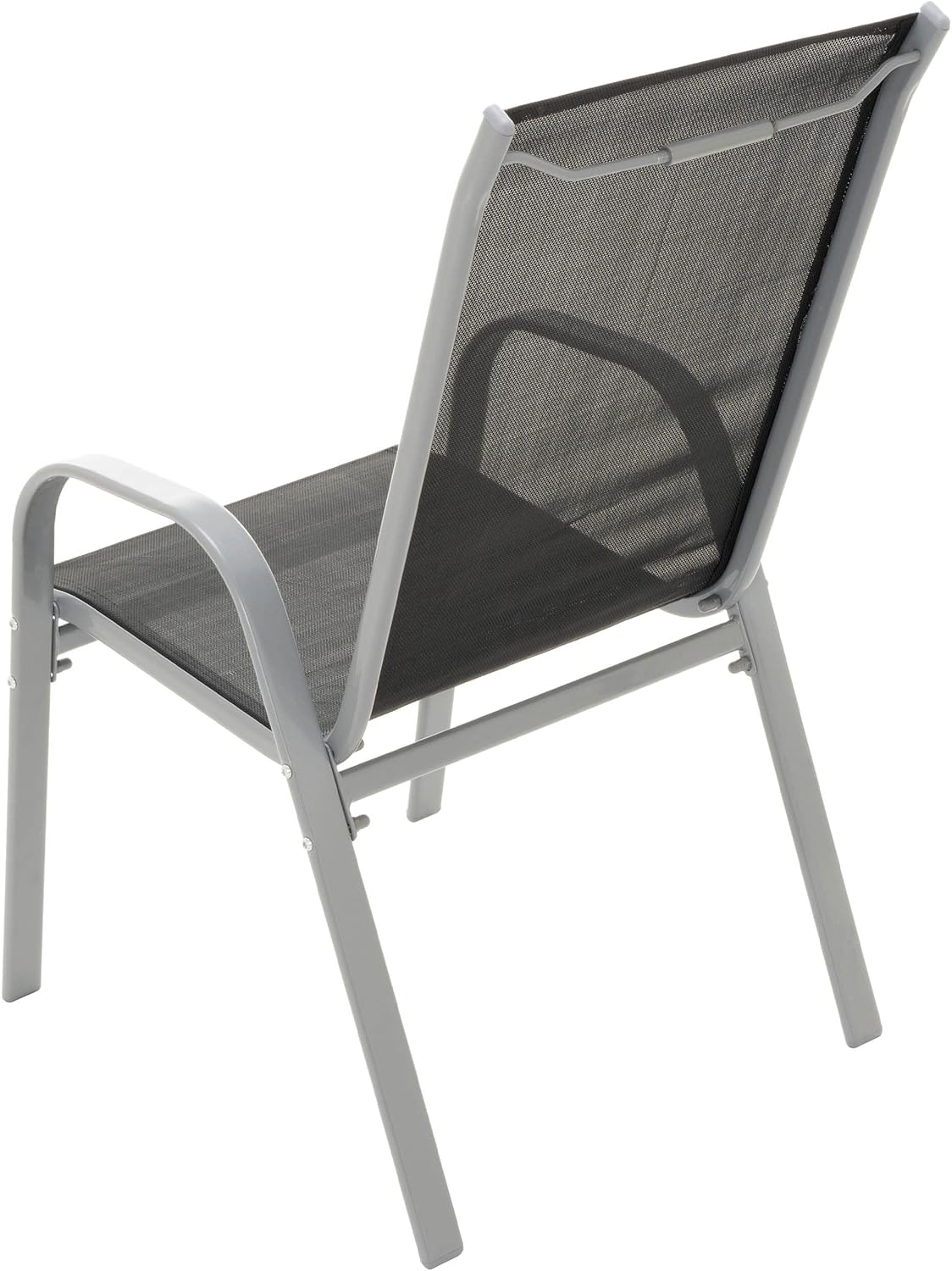 Nexos 5-teiliges Gartenmöbel-Set aus 4 Stapelstühlen & Esstisch – Textilene schwarz/Rahmen grau