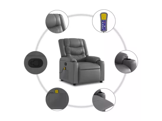 Fauteuil massant inclinable Gris Similicuir
