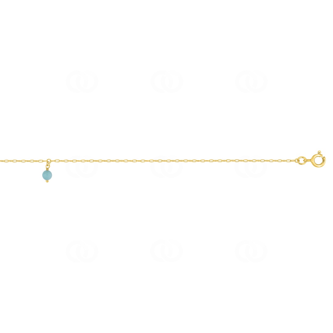 Fusskette 375/9 K Gelbgold mit Amazonit Charm