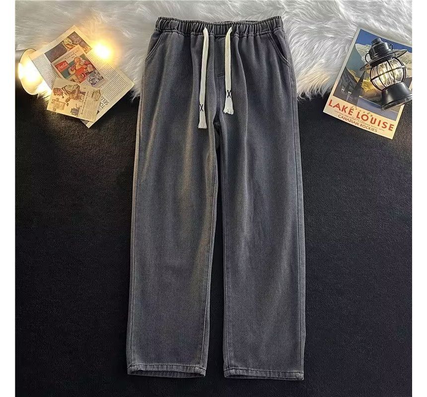 Acrius - Gewassen wijde jeans met trekkoordtaille