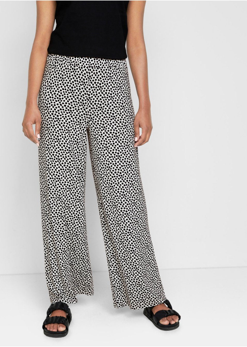 Pantalon palazzo en jersey avec taille confortable, imprimé