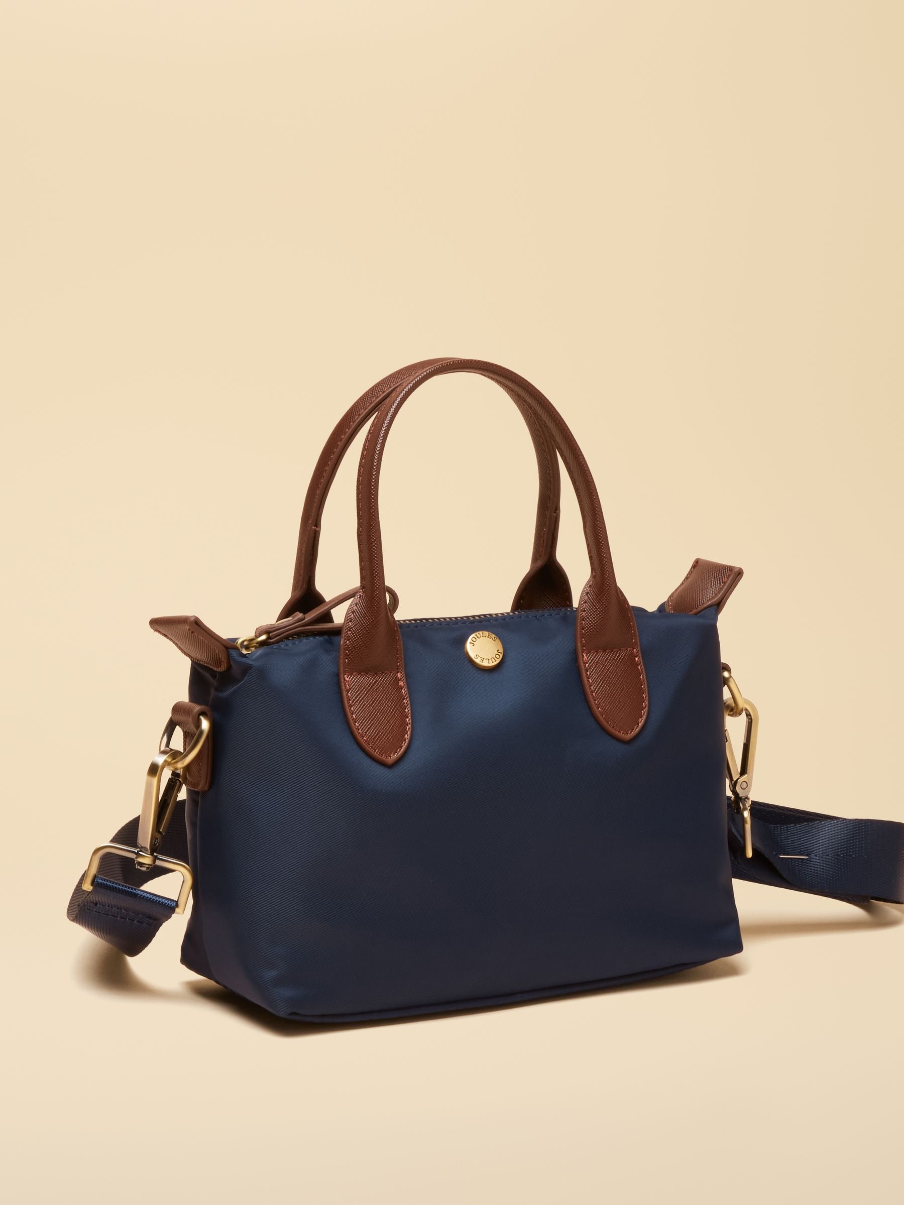 Marineblauw - Joules Edie Ecru Check Crossbody Bag