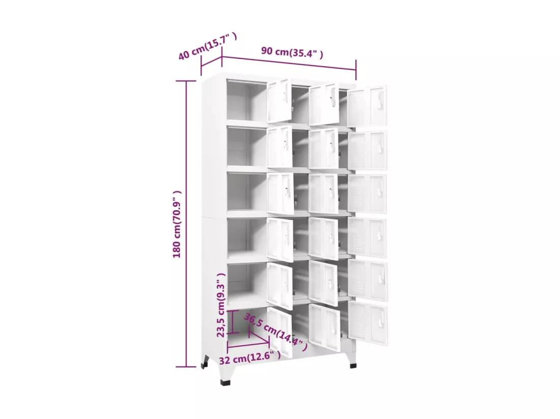 Armoire à casier avec 18 compartiments Métal 90x40x180 cm