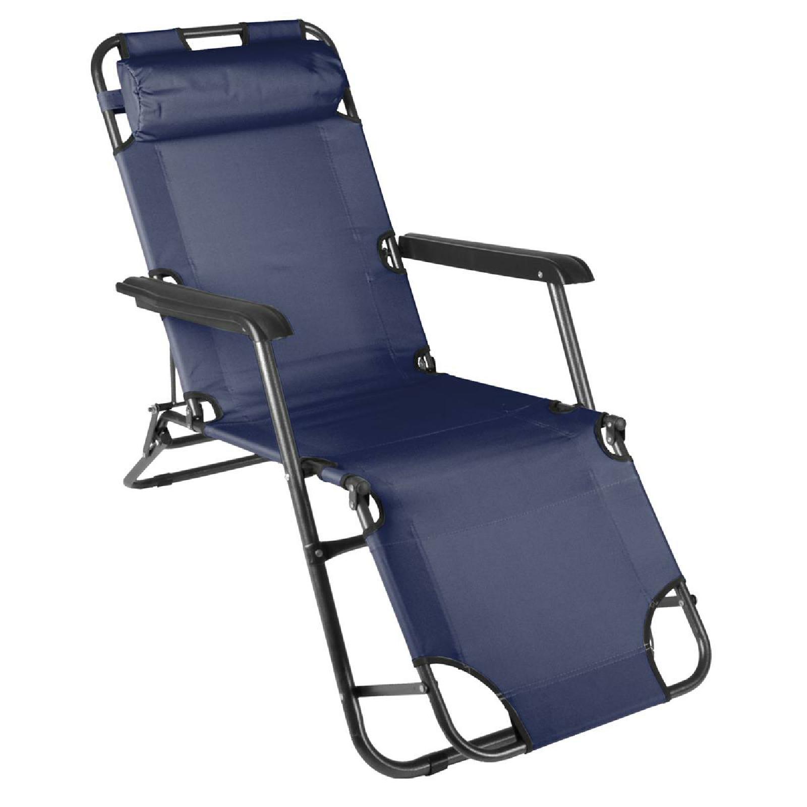 VCM klappbare Sonnenliege Relaxliege Liegestuhl Navy Klappliege Stahl