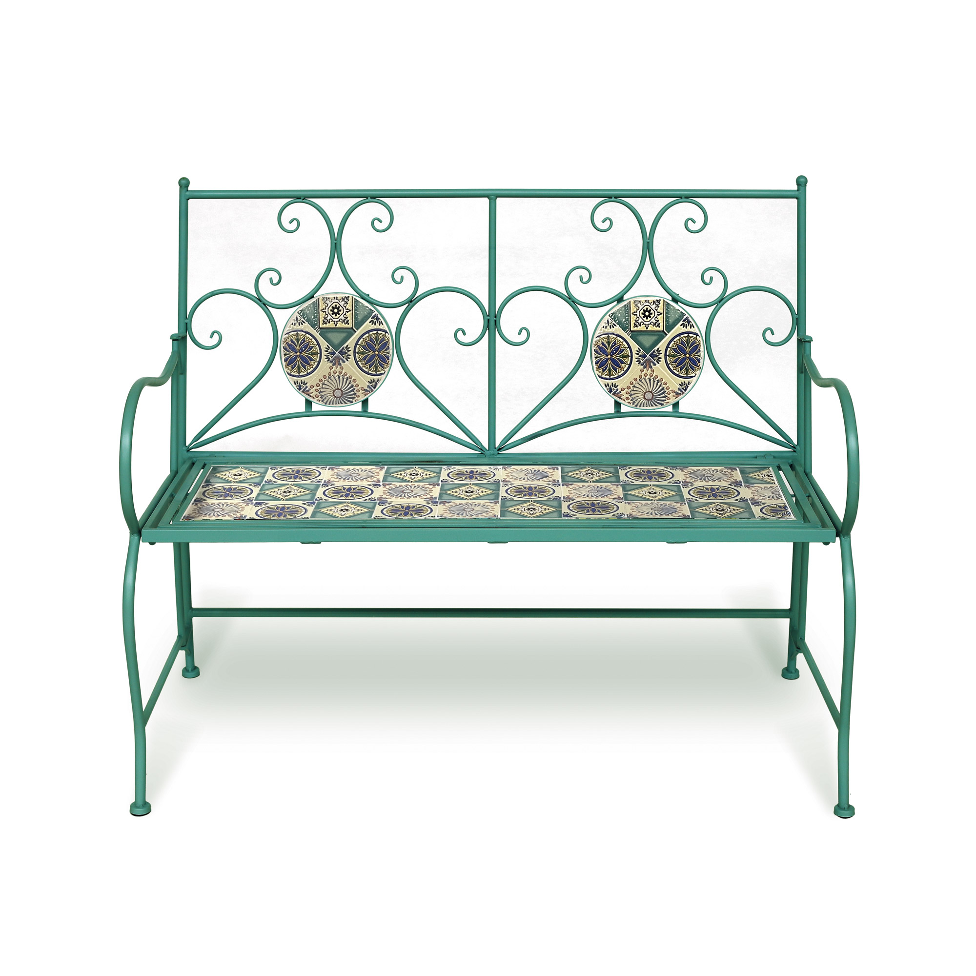 Kachelbank 'Lydie', grün, multicolor, B 110 cm, L 54 cm, H 90 cm günstig bestellen