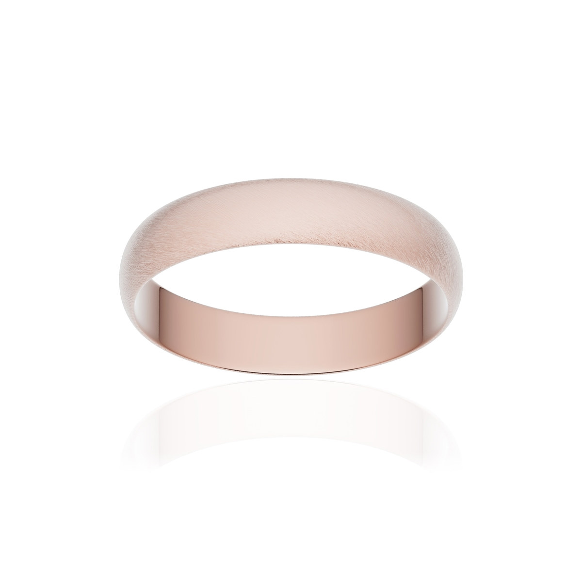 Alliance or 375 rose givré ruban 4mm