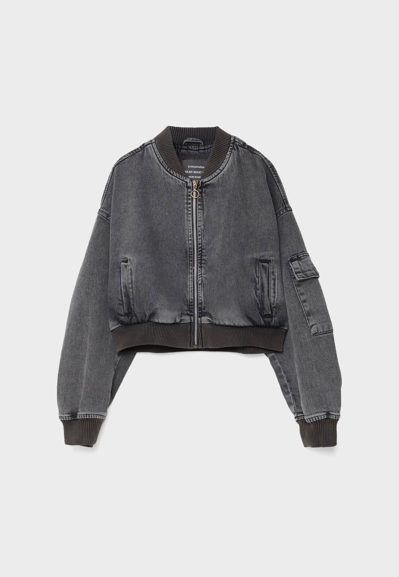 Jaqueta bomber de jeans desbotado