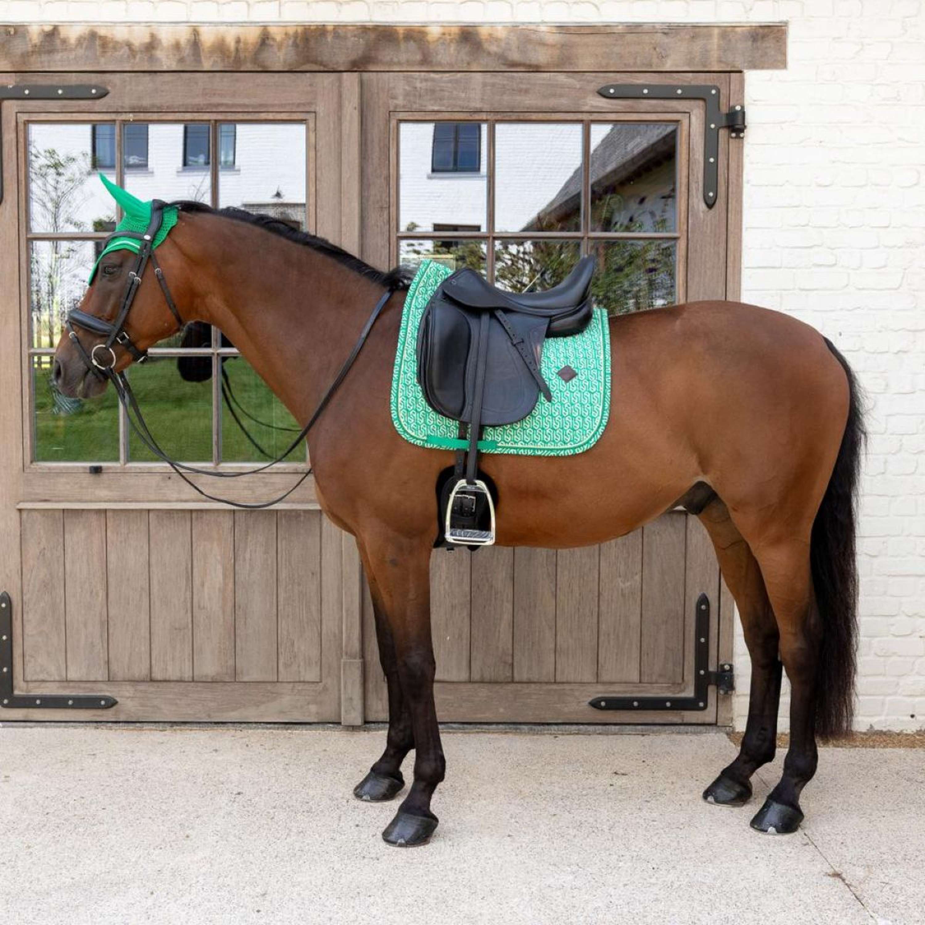 Kentucky Zadeldekje Velvet Maze Cipher Dressuur Wit/Groen