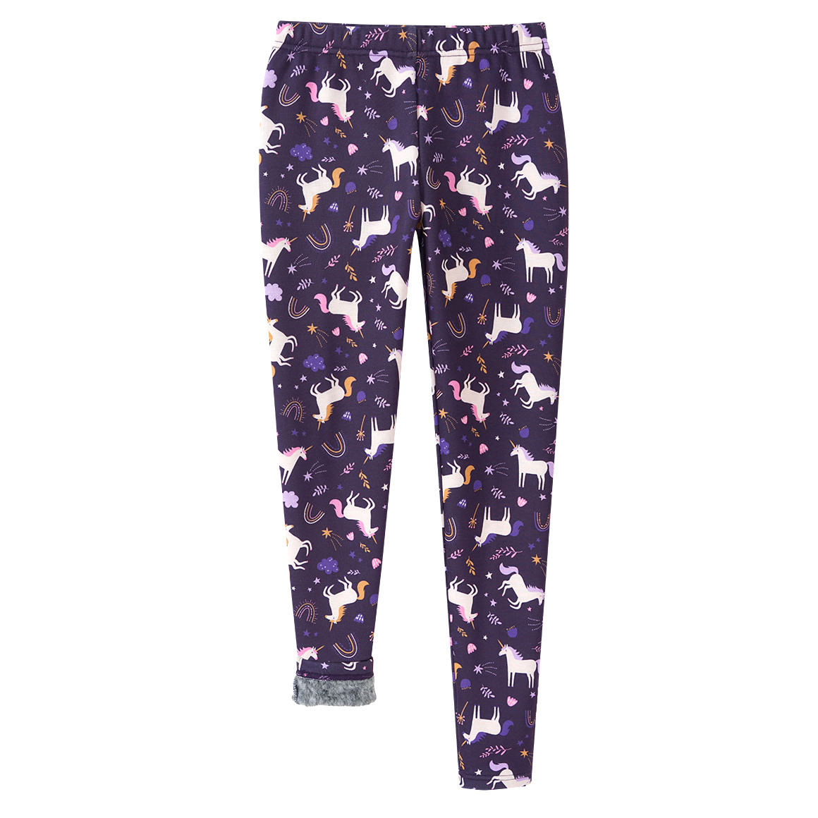 Yigga Mädchen Thermo-Leggings mit Einhorn-Print dunkellila
