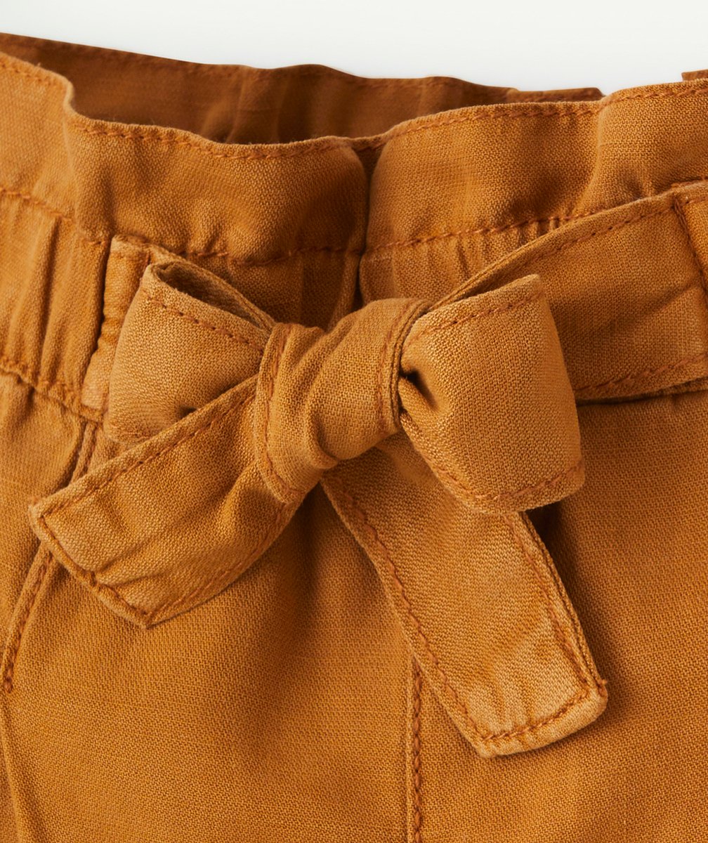 short fluide fille en viscose responsable marron avec noeud