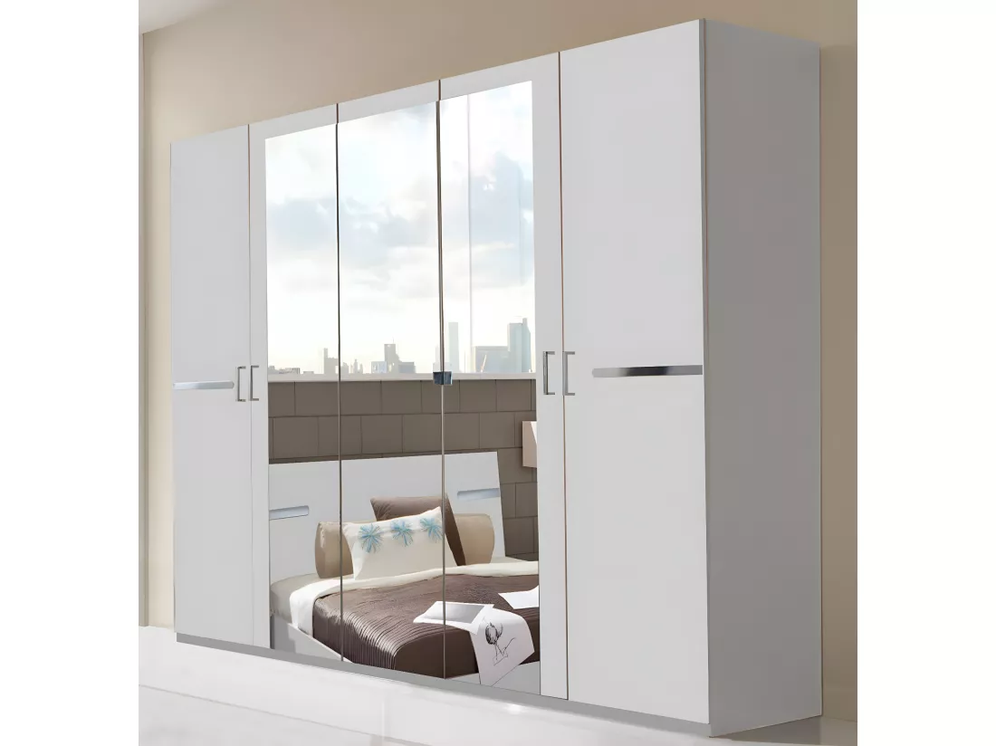 Chambre à coucher complète adulte (lit 160x200 cm + 2 chevets + armoire)