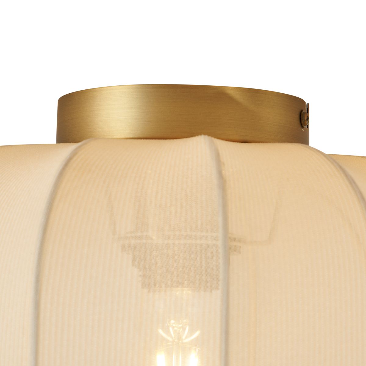 Japandi plafondlamp goud met beige kap - Pluni