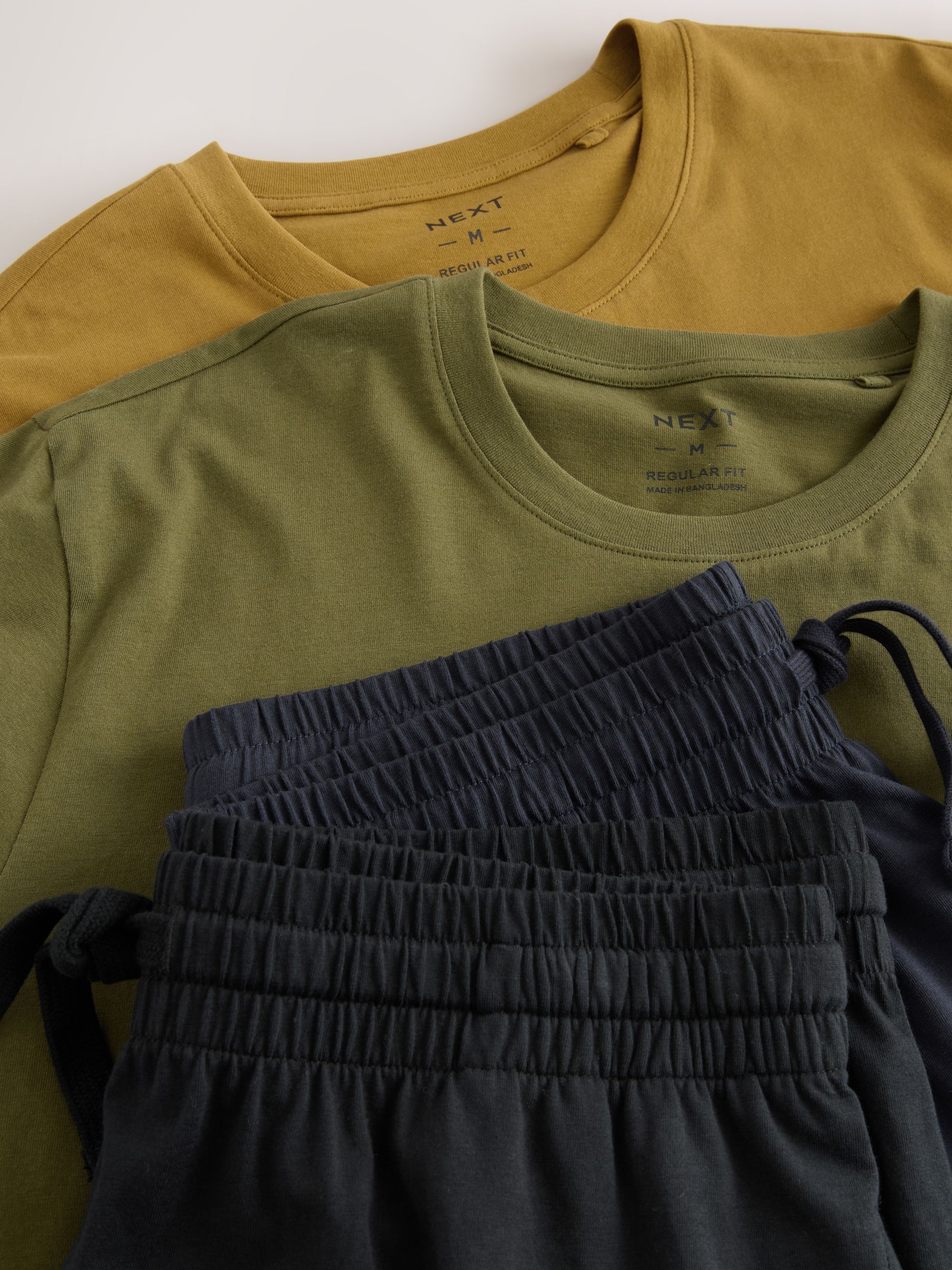 Naturel/Khaki Groen - Korte jersey pyjama's verpakking van 2