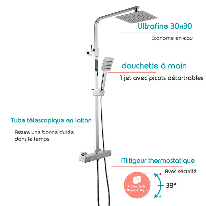 Colonne de douche thermostatique Sarodis Diamant 30