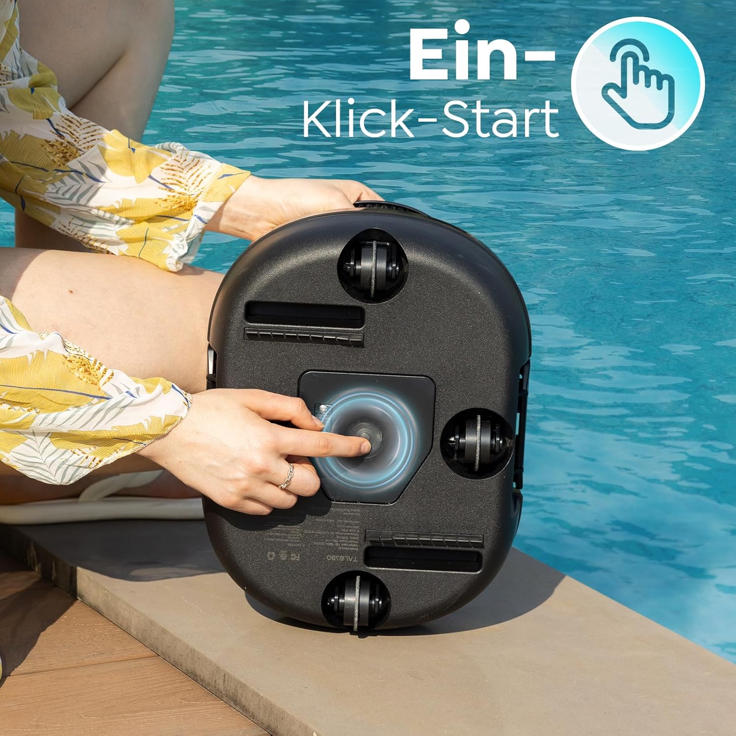 Pleco S1 Poolroboter Akku, Leichter Poolsauger mit Dual-Antriebsmotoren, 80 Min Reinigungszeit, 2,5 Stunden Ladezeit, Auto Parken Poolreiniger für Flache Böden Pools