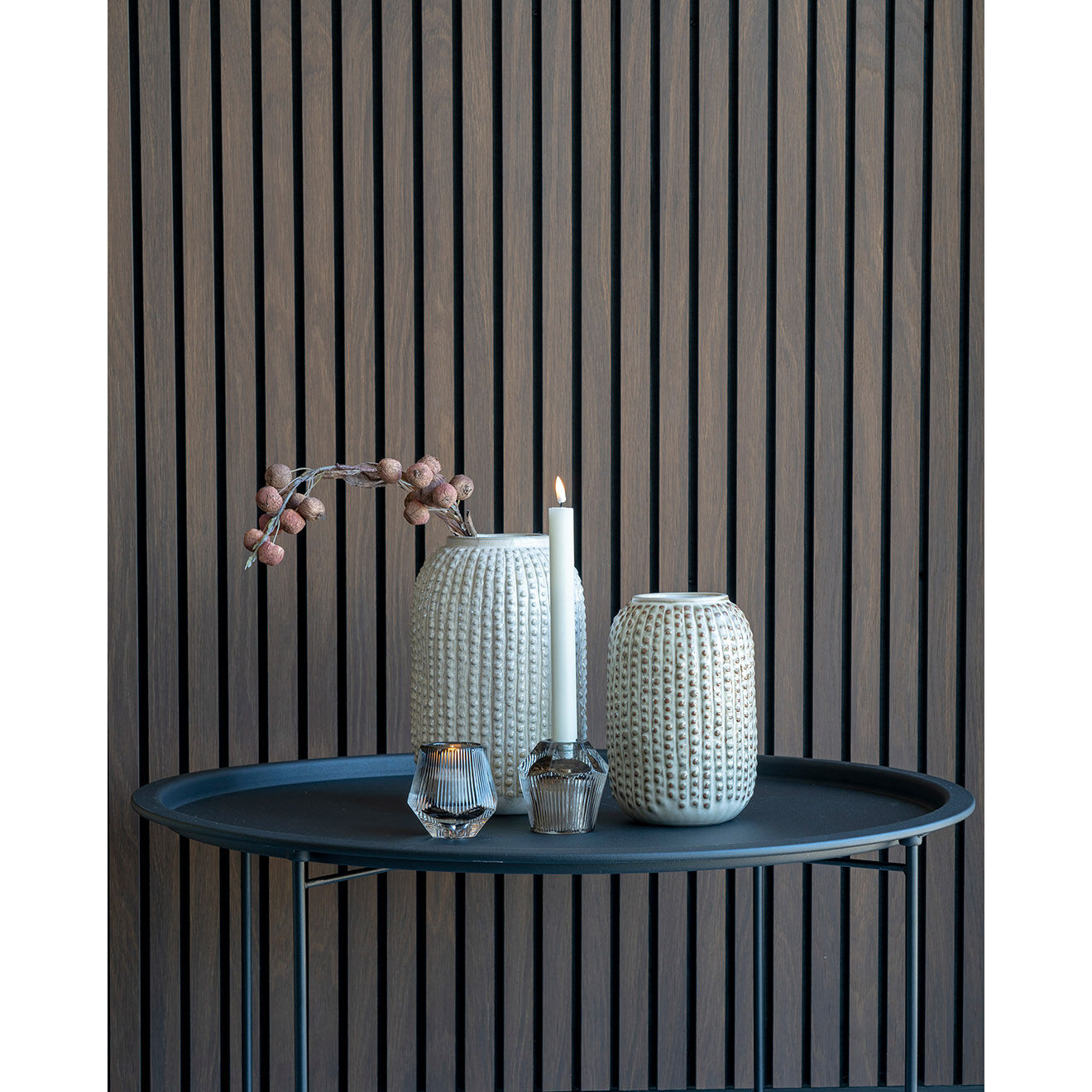 House Nordic Vase en céramique marron - D.13x20 cm