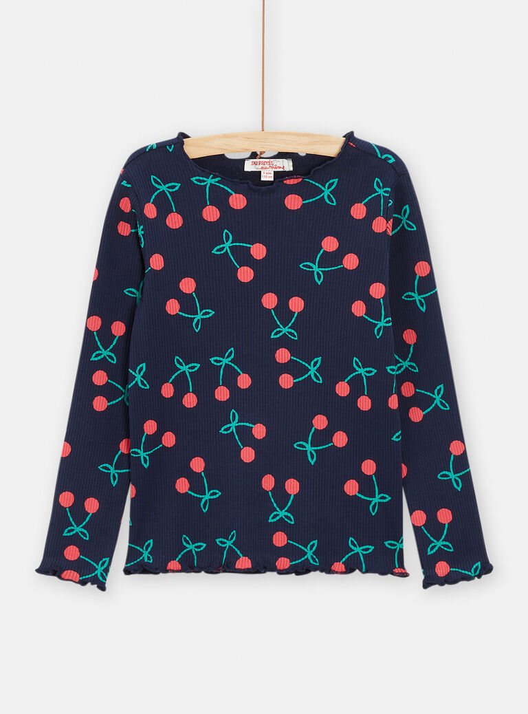 T-shirt manches longues imprimé cerise pour fille
