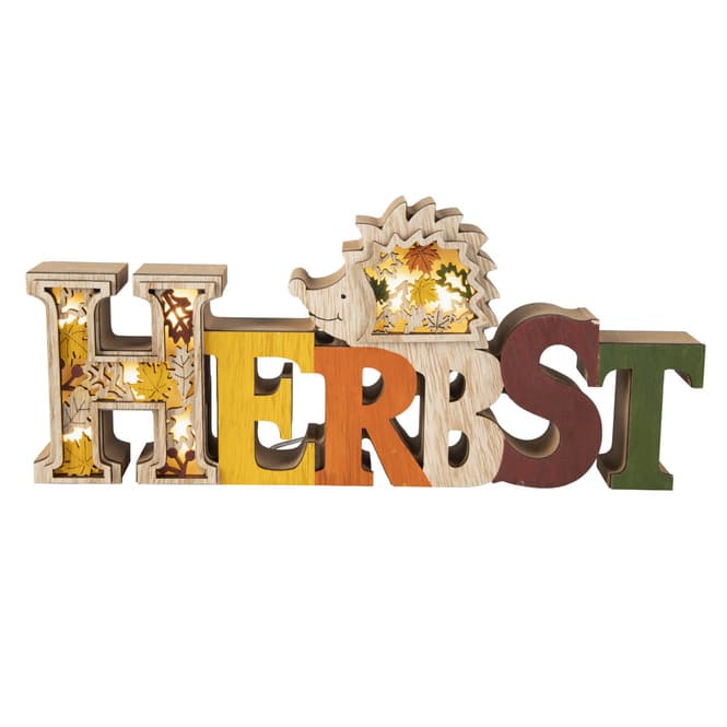LED-Schriftzug - Herbst - aus Holz - 1 Stück