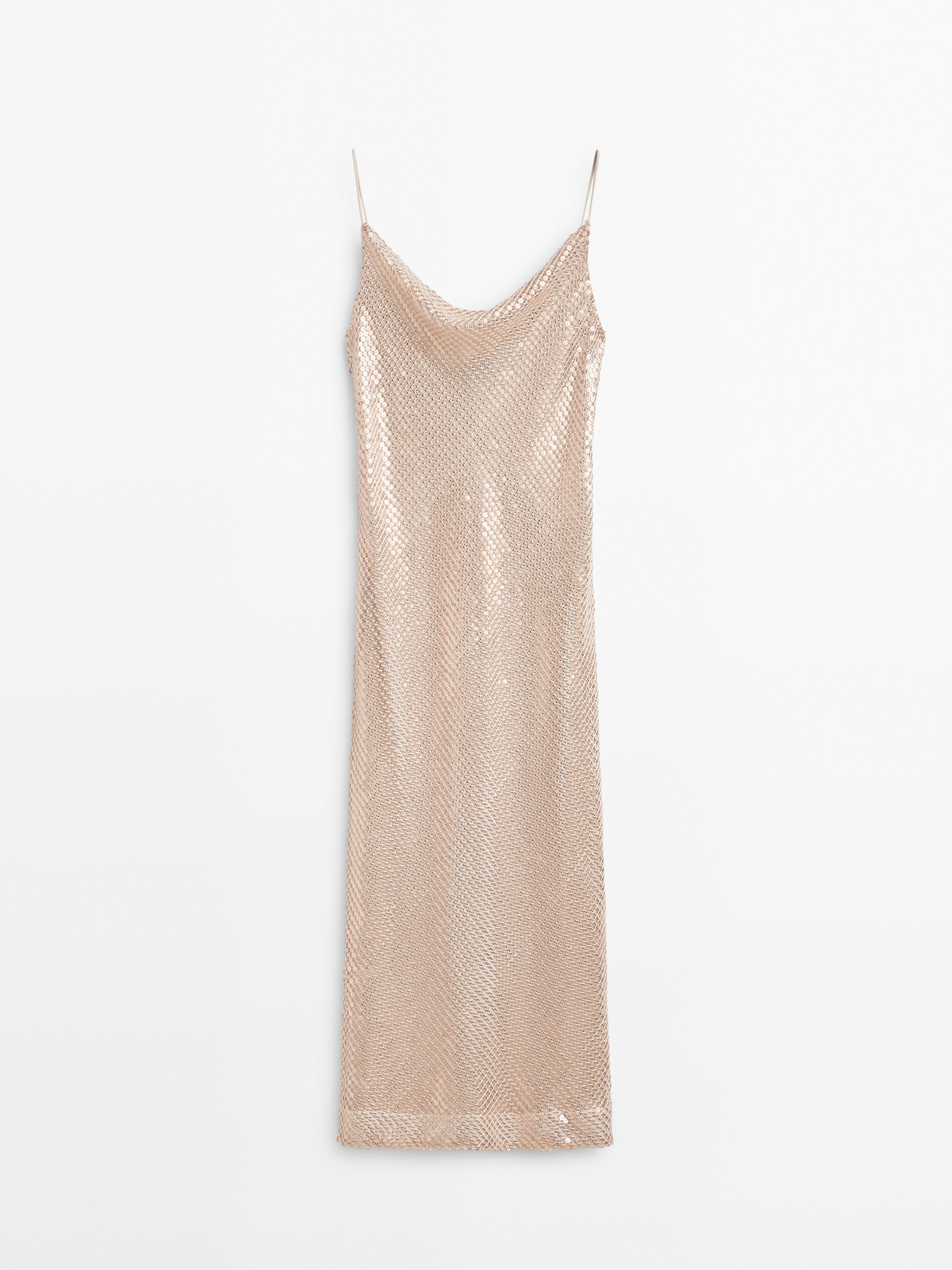 Vestido com suspensórios de lantejoulas - Studio - PINK