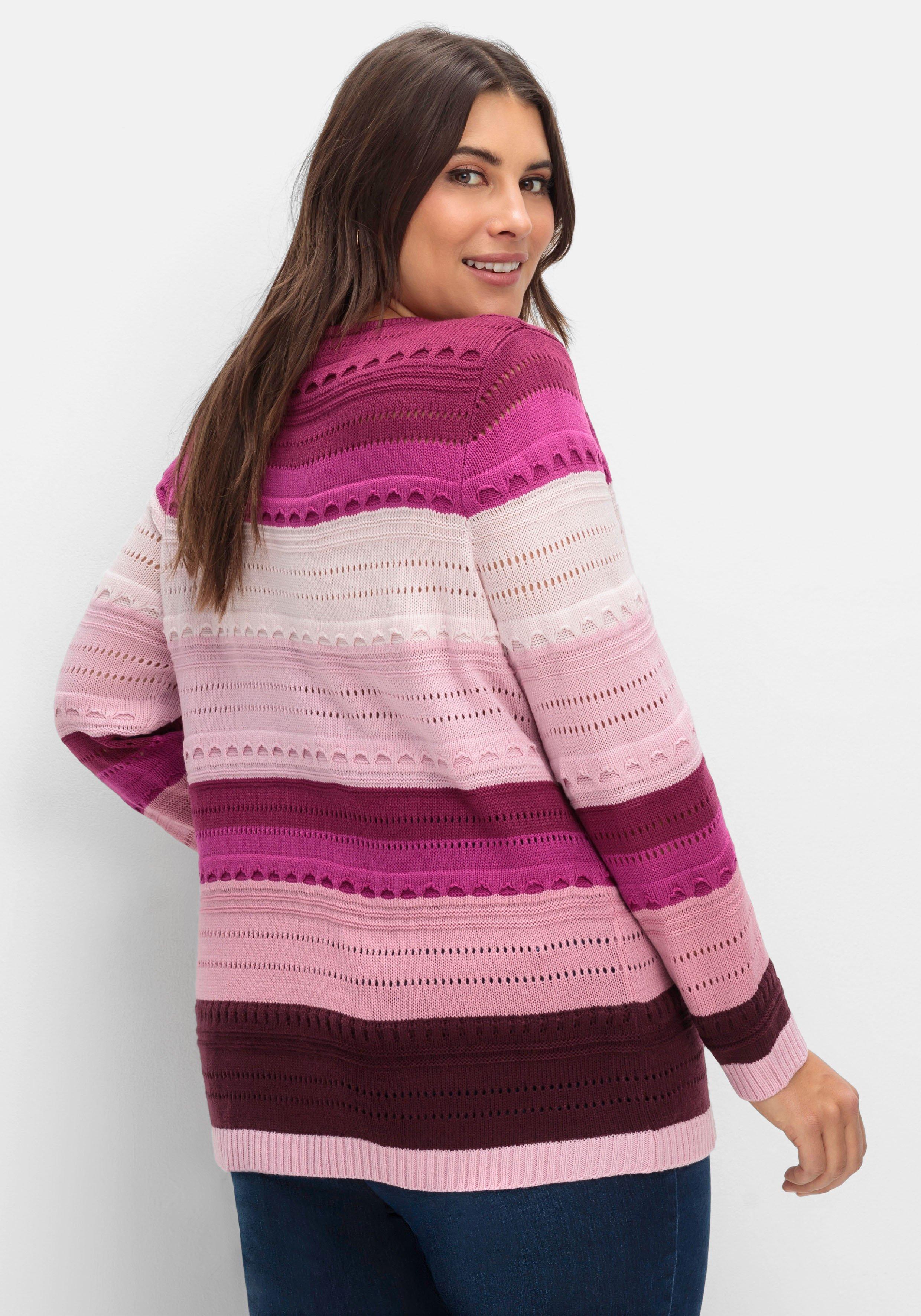 Pullover im Colorblocking und Ajourstrickmuster
