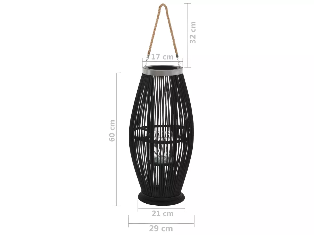 Bougeoir suspendu ou sur bambou marron 29 x 29 x 60 cm DEC020007