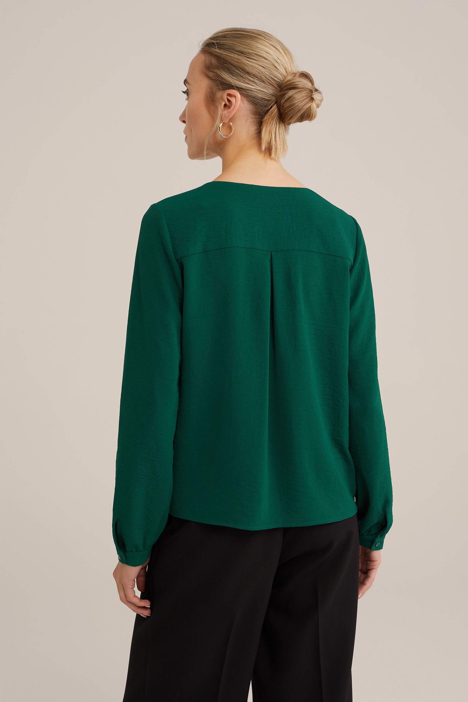 blouse met kant WE Fashion Donkergroen