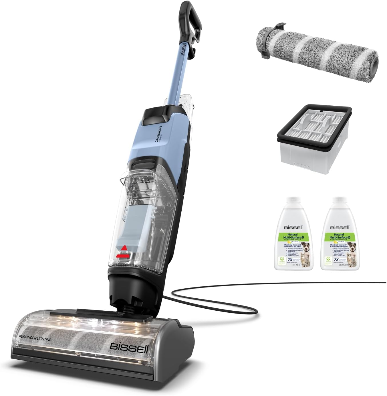 BISSELL CrossWave EdgeFind, Staubsauger mit Wischfunktion, leistungsstarke Reinigung von Verschmutzungen durch Haustiere, Nasssauger mit ZeroGap-Tech, Waschsauger, verschiedene Oberflächen, 4159N
