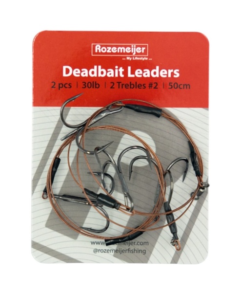 Bas de Ligne Rozemeijer Deadbait Leaders 2x Treble 50cm 30lb (2 Pièces)