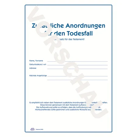 Avery Zweckform 2838 Testament, umfangreiches Vordruckset, 220x163mm
