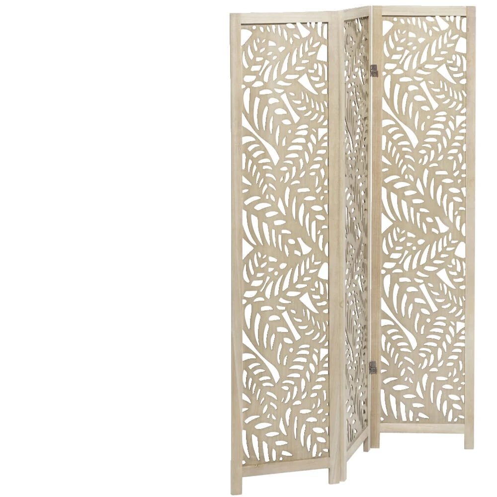 Paravent Havane en bois motif feuillage ajouré L120xH170cm