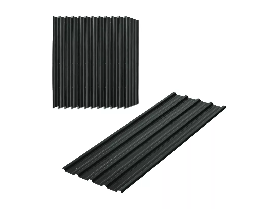 Lot de 12 panneaux - dim. 129L x 45l cm - tôle acier ondulé anthracite