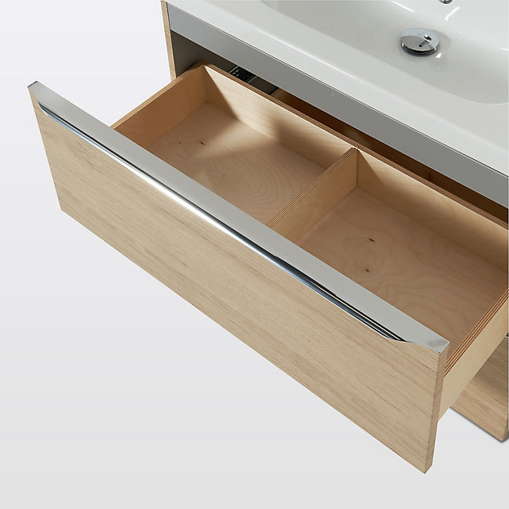 Meuble sous vasque à suspendre GoodHome Imandra bois chêne 80 cm + plan vasque Mila