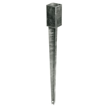 Paalhouder met punt 4-vin thermisch verzinkt ca. 7x7x75cm