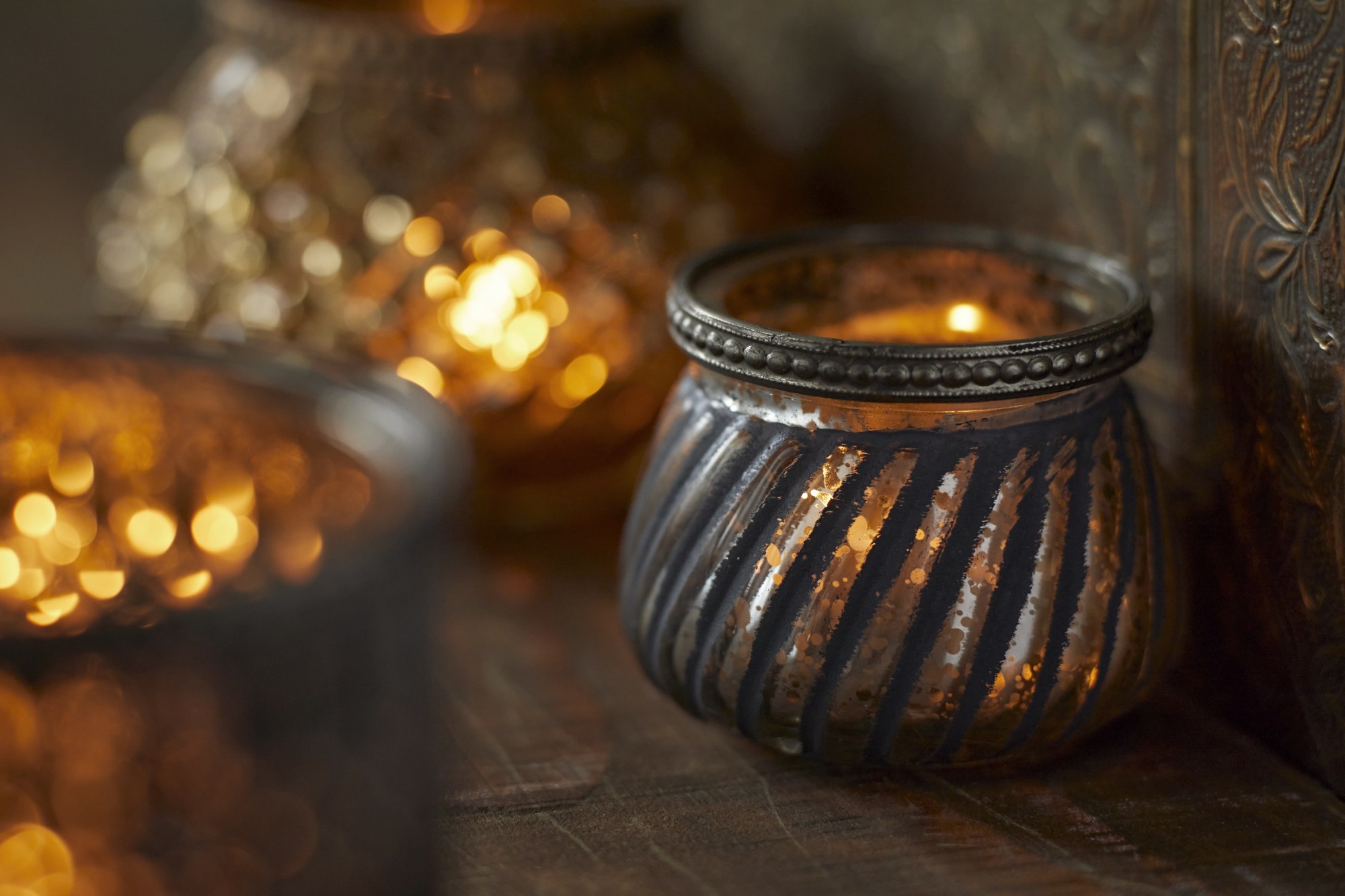 Glas-Windlicht schwarz, H 7 cm, Ø 8 cm von fischer's lagerhaus