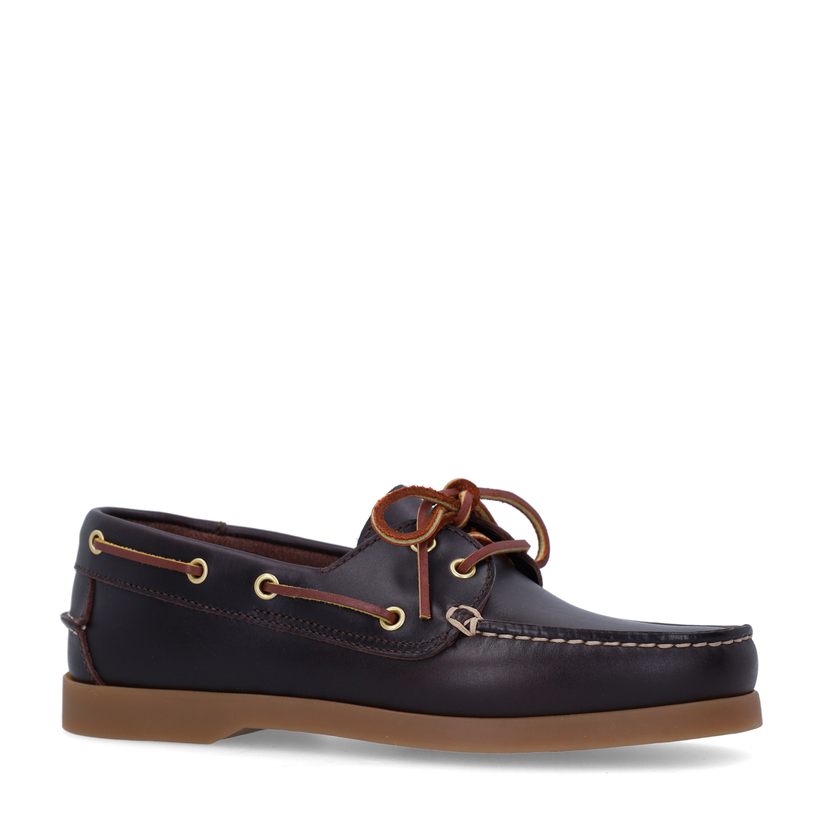 Bruine leren bootschoentjes