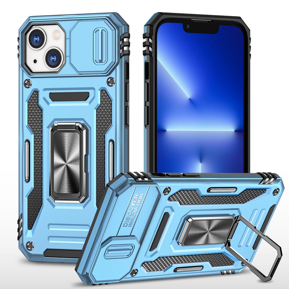 Hülle Handy Schutz für Apple iPhone 15 Plus Case Cover Kamera Ständer Etuis Neu