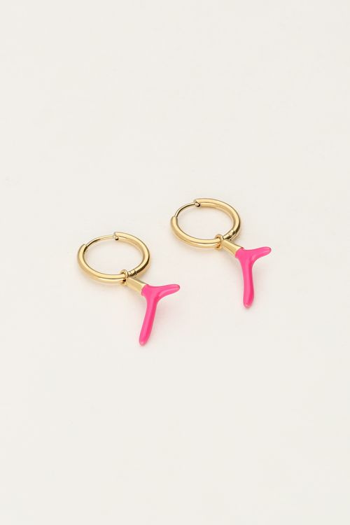 Ocean oorringen met roze koraal